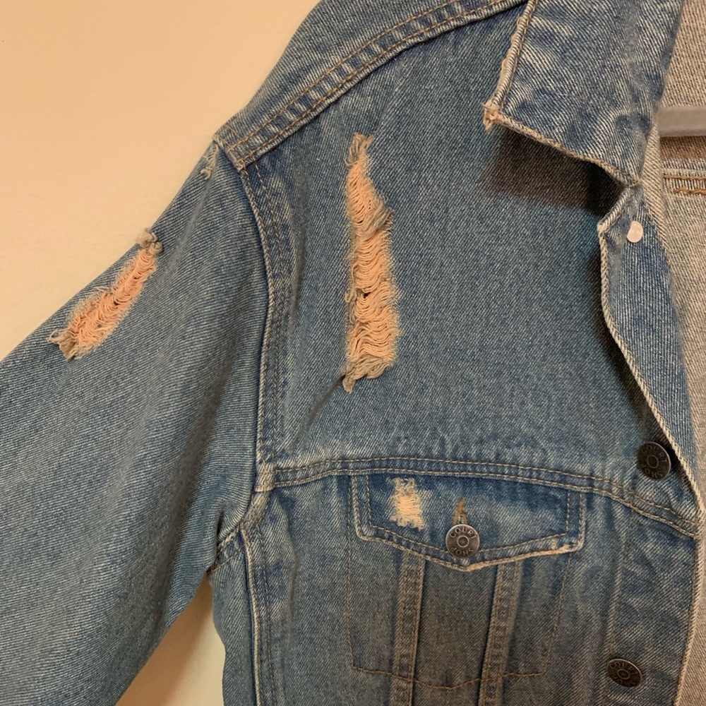 Oversized Denim Jacket with Rips
